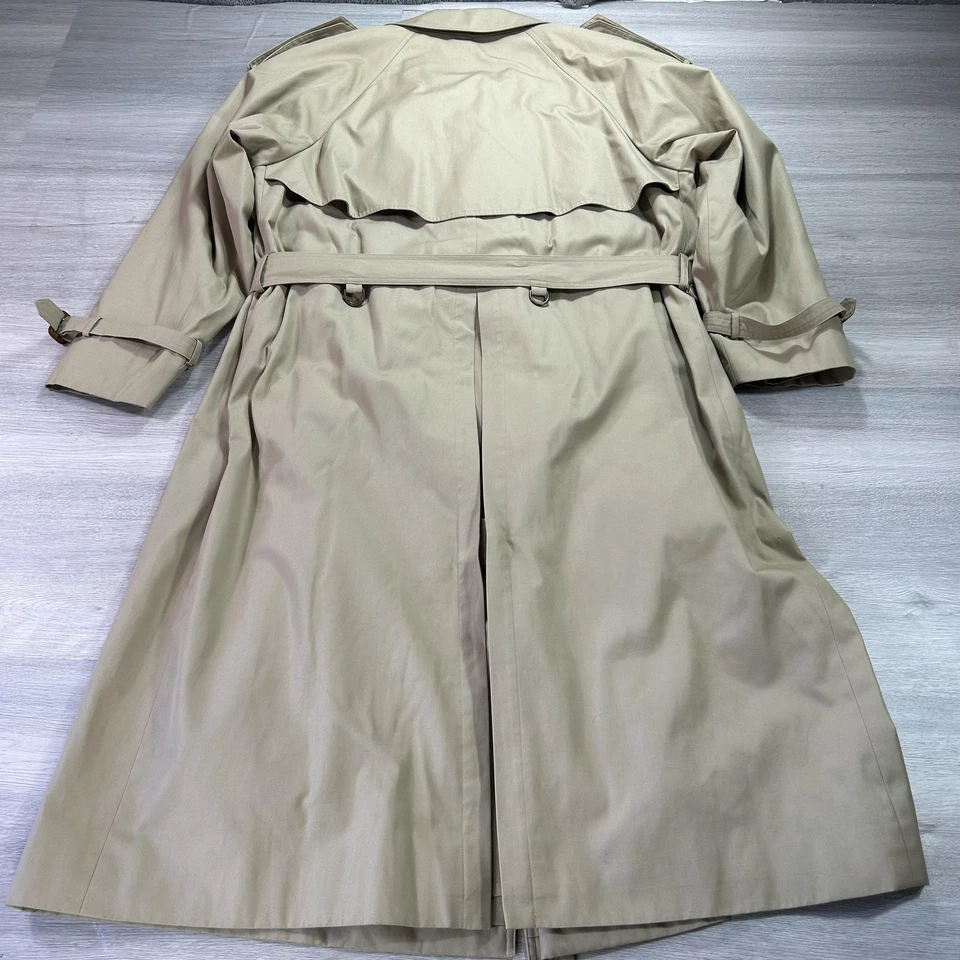 Sanyo Trench Coat Mens 42R Tan Double Breasted Belted Made in Japan Wool Liner - Image 2 of 4