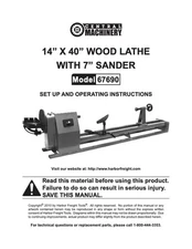 Owners Manual Central Machinery 14”x 40” Wood Lathe & 7” Sander -  Model 67690