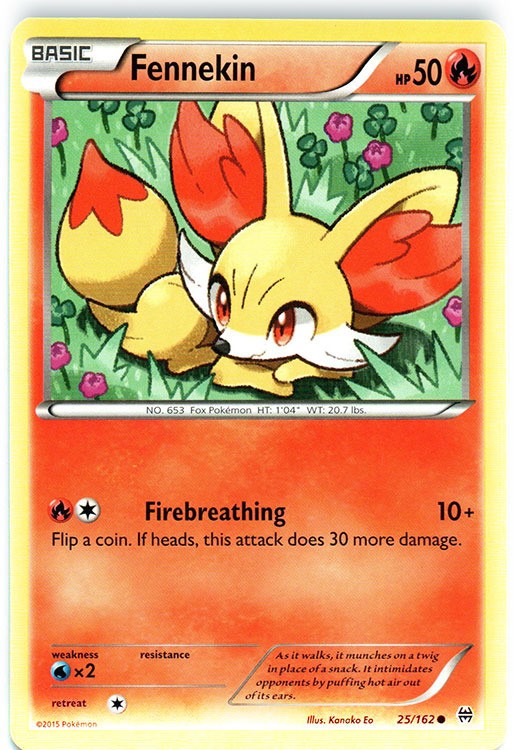 Fennekin - 25/162 - Common (Lp) BREAKThrough - Fire Pokémon