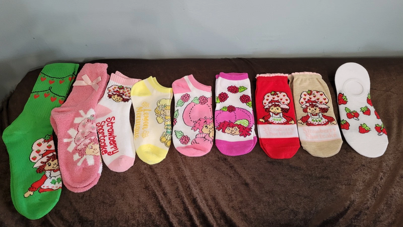 Strawberry Shortcake Socks Lot 8 Pairs Crew Ankle Cozy Fuzzy Lemon Meringue