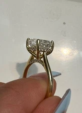 engagement ring, 3.85 carat lab-created center stone, cushion cut