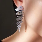18k white gold made with SWAROVSKI crystal stud earrings 925 silver dangle long