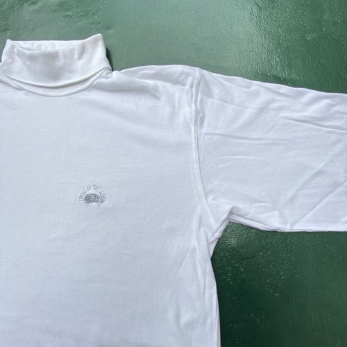 Vintage 90s Fruit Of The Loom Turtleneck Top Large White Embroidered Roll Neck - Picture 10 of 12