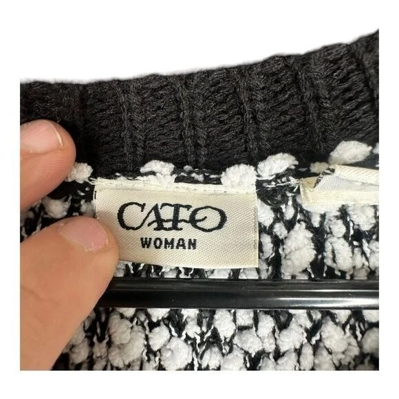 Suéter Pullover Texturizado Cato Mujer 18/20W Negro Blanco Acogedor Tejido Boho Hippie Foto 3 de 4