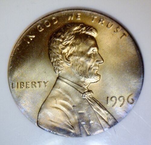 1996 ERROR ANACS MS65 Off Metal Lincoln Cent on DIME Wrong PLANCHET GEM BU Coin - Picture 2 of 4
