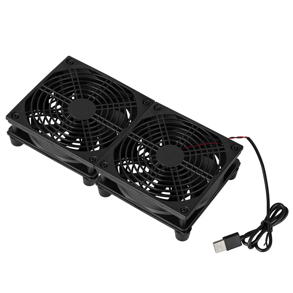 USB Powered Cooler Dual 12cm Fan 2000RPM PC Router Modem Table Stand Air Cooling - Image 4 of 4
