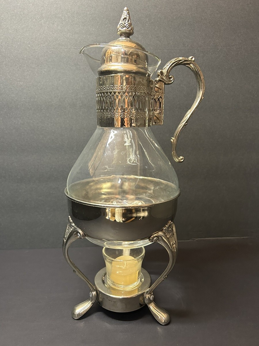 Coffee Tea Carafe With Warmer 10 Cup Silver Plated and Glass | eBay
