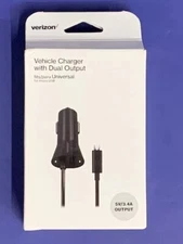 Lot of 12 Veirzon Car Charger with Dual Output 5V 3.4A Micro USB Charger 9ft
