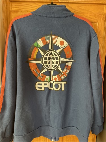 WDW Disney Parks Epcot Jacket Mens Blue XXL EPCOT EMBLEM full Zip Up. Vintage ? - Picture 5 of 5