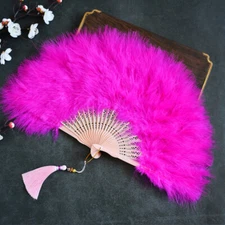 Han Suit Cheongsam Show Dance Stage Feather Folding Fan Retro Style Props
