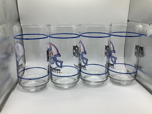 Lot Of (4) Vintage New England Patriots Collectible 5.5” Mobil Drinking Glass - Picture 4 of 7