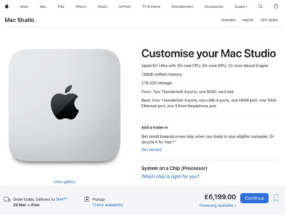 Apple Mac Studio M1 Ultra 20-core CPU 64-core GPU 128gb Ram Apple Mac Studio M1 Ultra 20-core CPU 64-core GPU 128gb Ram