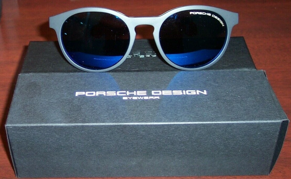 NUEVO Gafas de sol redondas Porsche Design P'8654 C azules/grises P8654 Foto 2 de 3