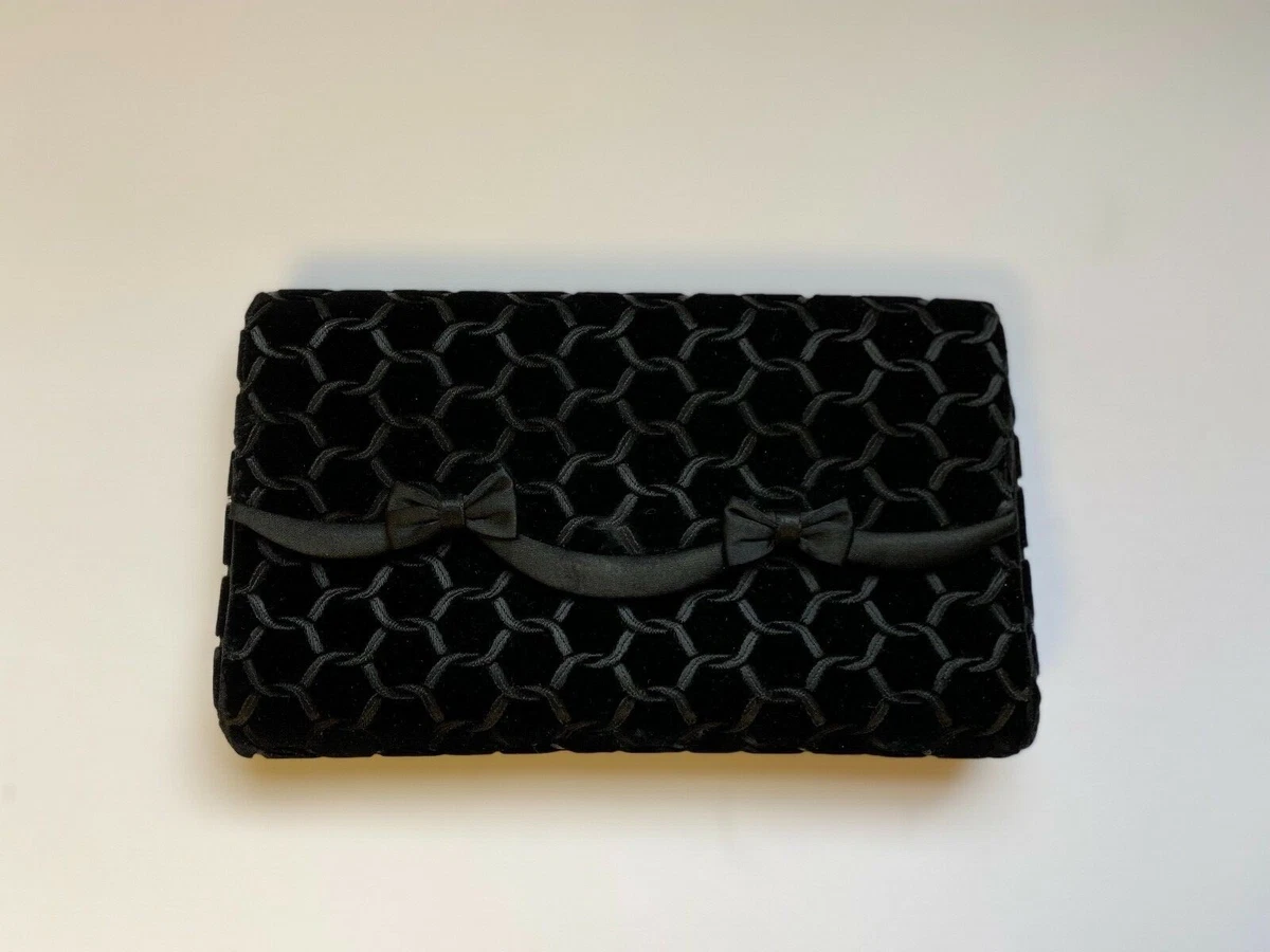 Saks Fifth Avenue by Coblentz Vintage Black Velvet Clutch Bag