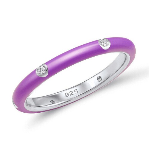 10 925 Wedding Zircon Women Cubic Rainbow Colors Silver Rings Size 6-10 - Picture 12 of 23