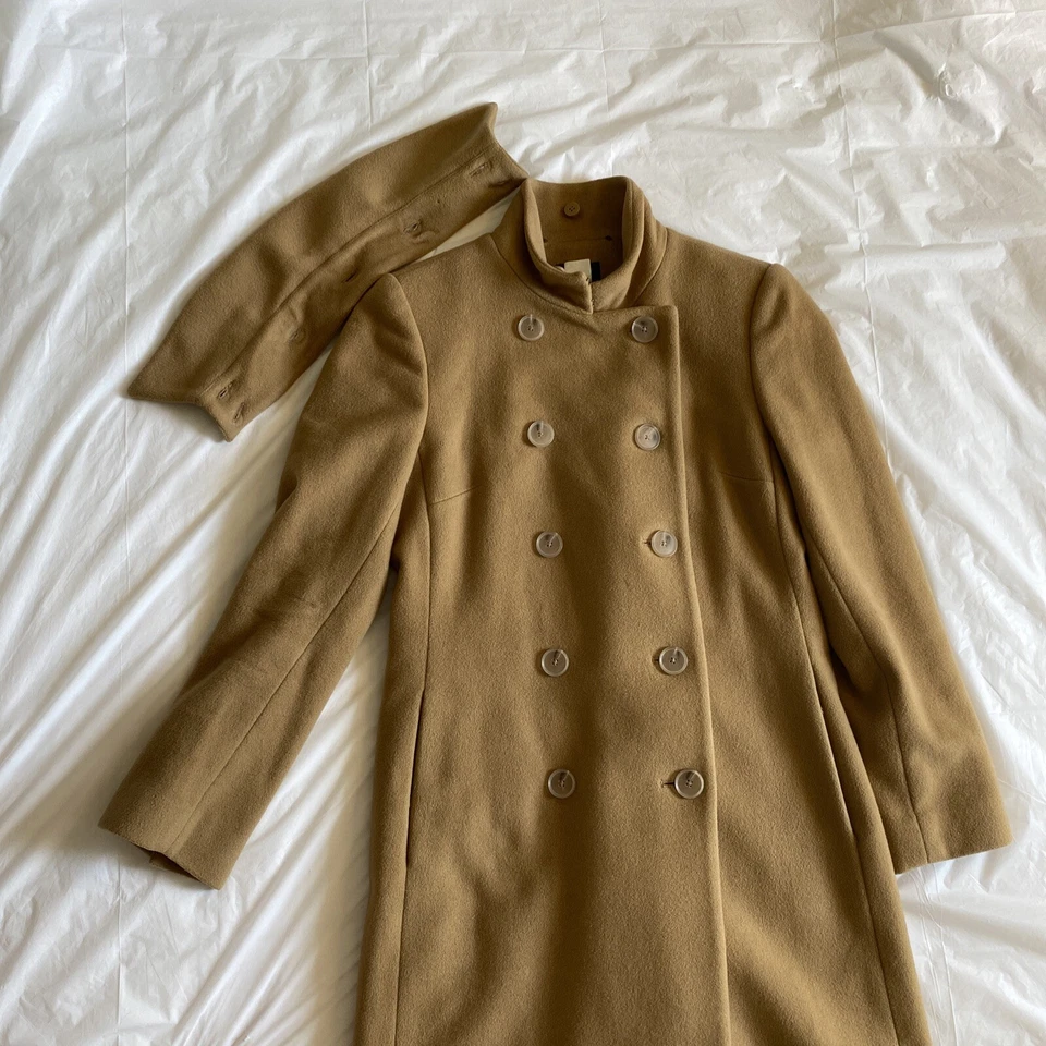 J Crew Wool Cashmere Car Coat Overcoat Womn 4P Petite Removable Mandarin Collar - Image 4 of 4