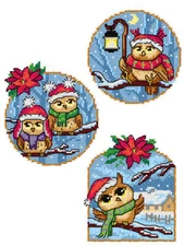Orchidea Counted cross stitch kit with plastic canvas Ornaments "Winter Owls"...