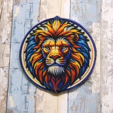 Roaring Lion Patch Iron-On Applique, African, Wild Animal Badge, Zoo Souvenir
