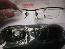 NEW Revolution Eyeglass Frame W/ Magnet sun shade REV562 PPEC  50-17-140 w/case