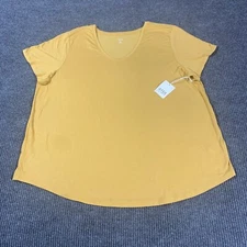 ANA A New Approach Top Womens 2X Yellow Short Sleeve T Shirt Stretch Casual NWT