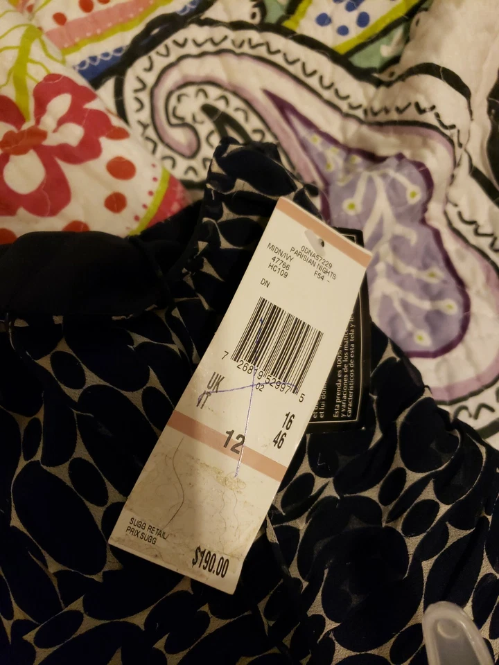 Anne Klein Vestido Sol 100% Seda Talla 12 Azul Marino Foto 2 de 4