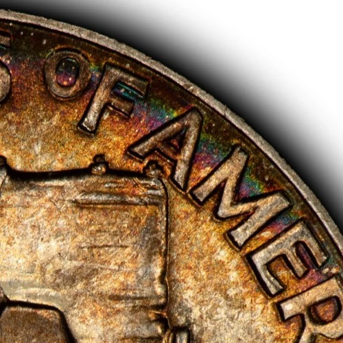 1951 50c Franklin Silver Half Dollar - Rainbow Toning - BU - SKU-H3805