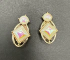Emmons Signed Pearlescent Vintage Clip On Earrings C61a