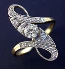 Art Deco Antique 1.10 Ct White Diamond Vintage Wedding Ring 14K Yellow Gold FN