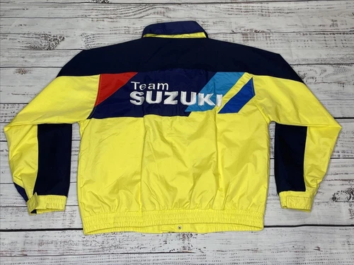 NWT 🟡 Vintage Team Suzuki Jacket Mens L LARGE Yellow 90s Motosports Bike Riding video thumbnail
