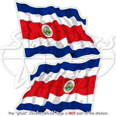 COSTA RICA State Waving Flag, Central America 75mm (3'') Vinyl Stickers Decals x2