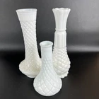 Vintage Milk Glass Vases Set Of 3 1940’s 1950’s Diamond Pattern White Winter