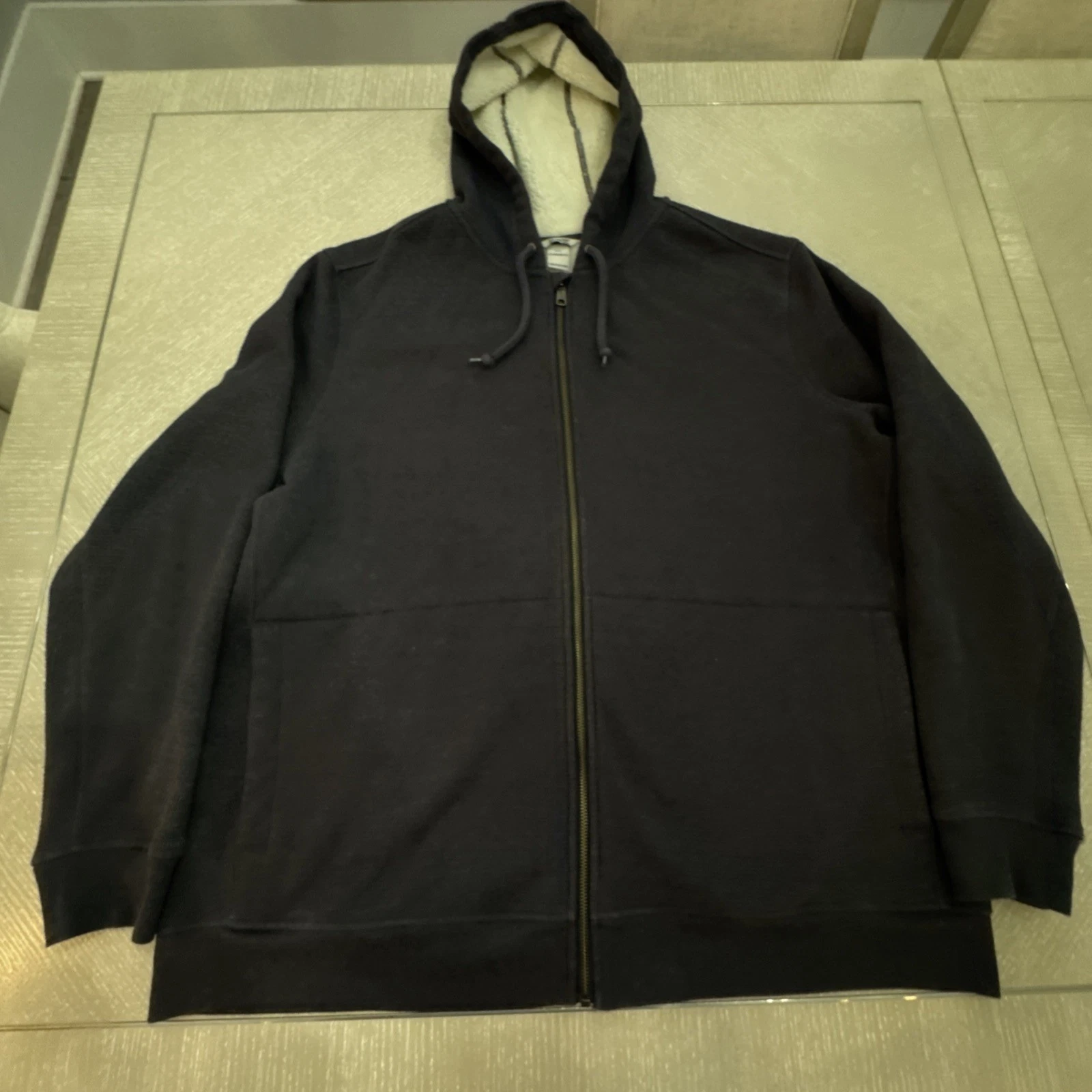 Duluth Trading Men’s Burly Thermal Sherpa-Lined Hoodie 2XL Standard Fit Blue
