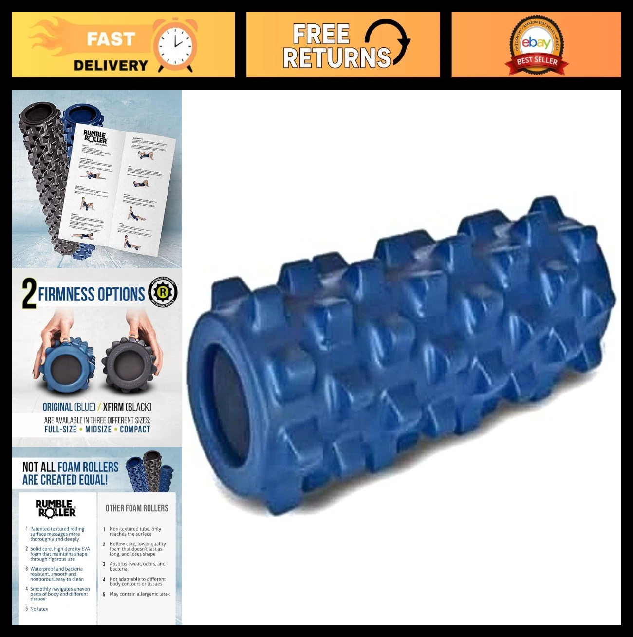 Textured Foam Roller for Deep Tissue Massage - Myofascial Release Therapy Tool