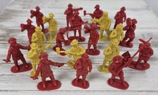 21 Vintage Firefighter Plastic Toy Men Red/Yellow Lot