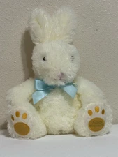 F.A.O. Schwarz 2020 9 Inch Off White Bunny Rabbit Blue Bow Soft Clean