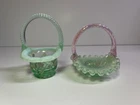 Fenton Art Glass - Two (2) Small Baskets - One signed by R. Dehnart