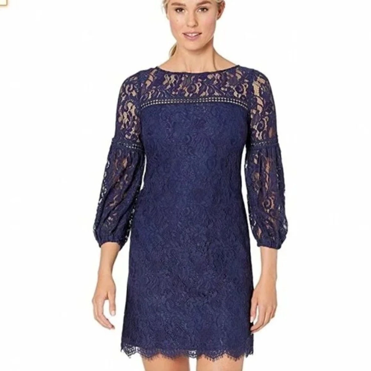 navy blue lace evening dress with sheer long sleeves Long Prom Dress Navy Blue Half Sleeve Lace Applique Formal Evening Dresses 2018 APD3261 main image 0