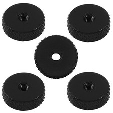 5 PCS M3 Flat Knurled Thumb Nut Black Aluminum Alloy 12x4 mm Thin Fastener