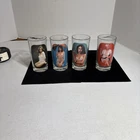 Vintage Set of 4 Drinking Glasses 1970s Nude Naughty Striptease Highball 5" Rare