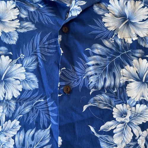 KY'S Mens Hawaiian Shirt 3XL Tropical Floral Lei Tiki Made in Hawaii XXXL- Blue - Picture 4 of 13