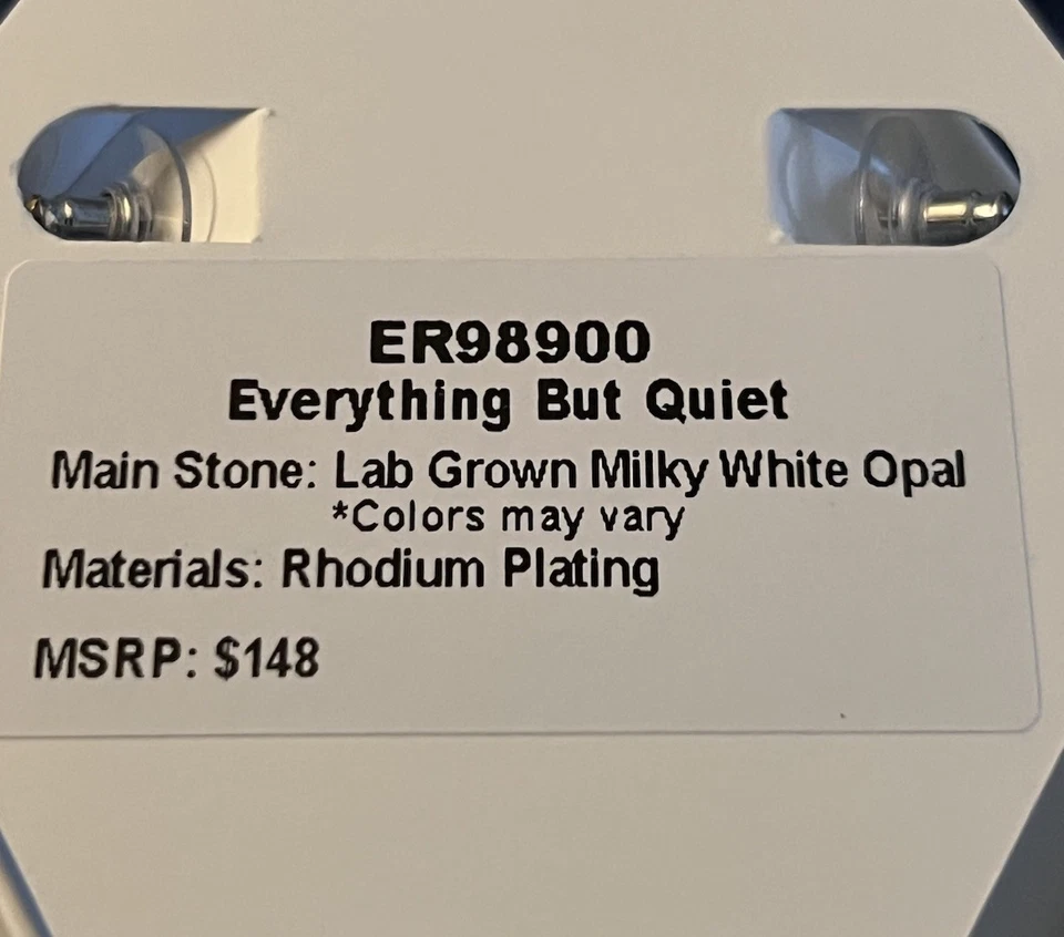 Ring Bomb Party October Earrings ER98900 "Everything But Quiet" Opal  on Rhodium - Image 2 of 2