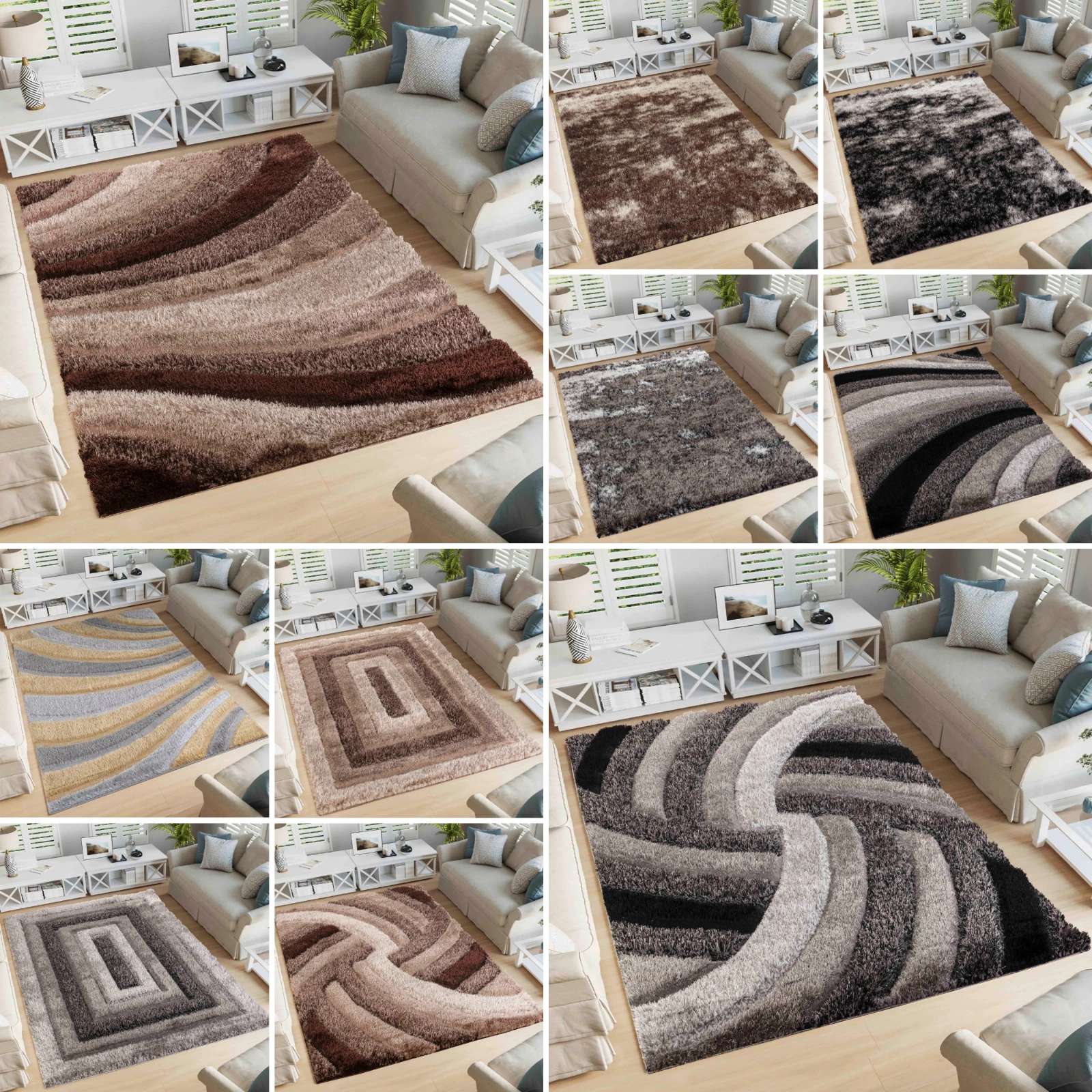 Shaggy Area Rugs Shimmer Modern Soft Hand Carved Shiny Living Room Rug
Opens in a new window or tab
