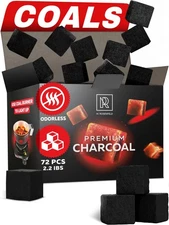 72pcs Coconut Hookah Charcoal 25mm Cubes for HMD Shisha Coals