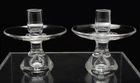 Pair of Steuben Art Glass 5 Inch Flared Teardrop Candlesticks  #8032