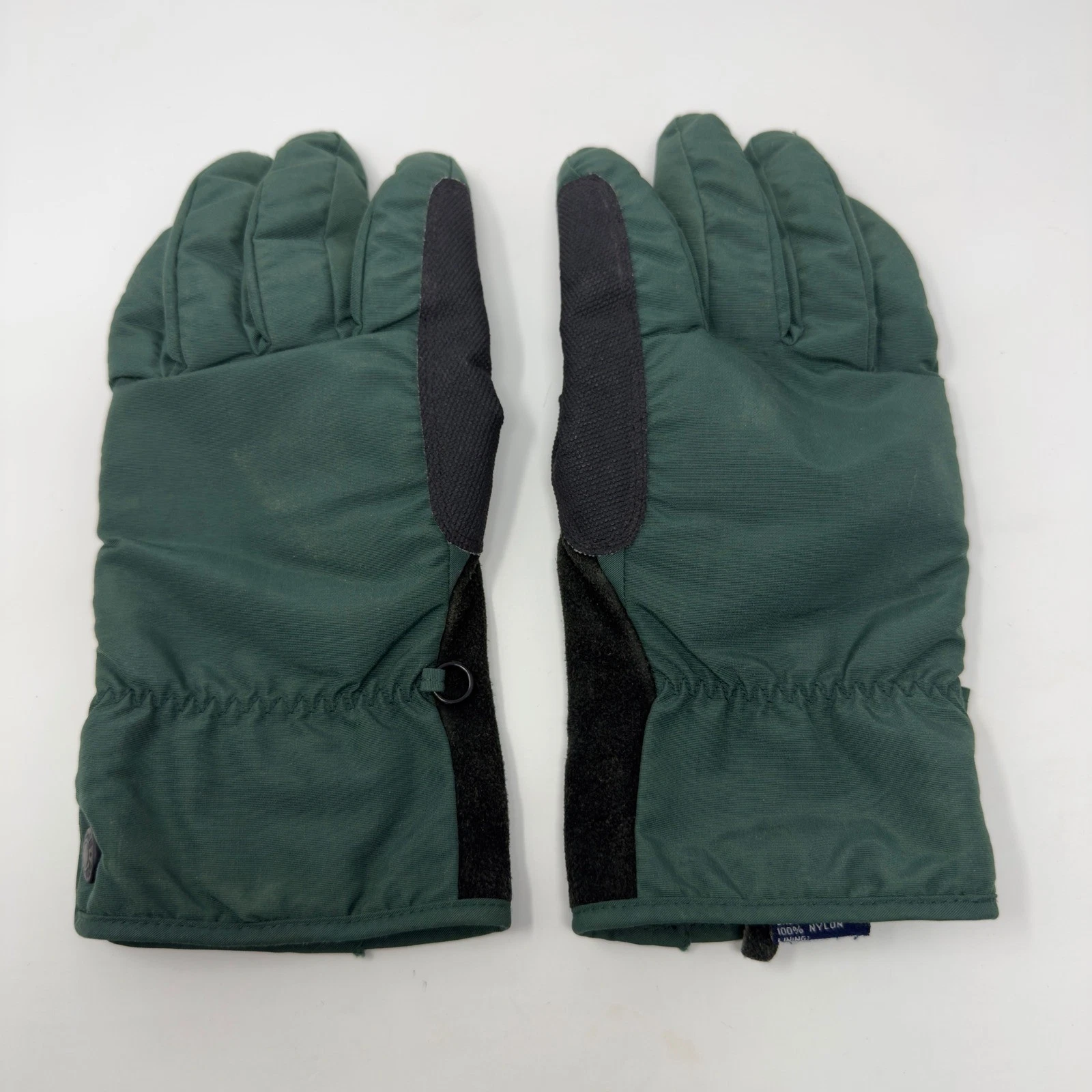 Vintage Polo Sport Ralph Lauren Mens Green Nylon Winter Gloves Fleece Lined L/XL