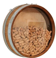 Wine Cork holder made from used wine barrel head. wall mount, Free Shipping