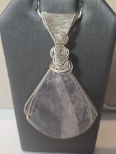 Rose Quartz Wire Wrapped Sterling Silver Pendant Necklace OOAK Nature Jewelry