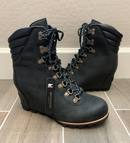 conquest waterproof leather wedge boot