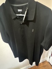 DKNY Men's Black Short Sleeve Polo Shirt Size L NEW