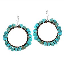 Stylish Bohemian Turquoise Sterling Silver Dangle Earrings